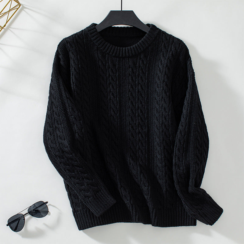Damen Strickpullover mit Zopfmuster und hohen Bündchen Sovae