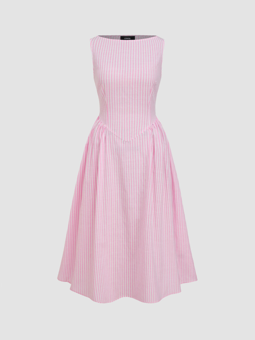 Damen Midi-Kleid mit schmalen Streifen und taillierter Silhouette Sovae