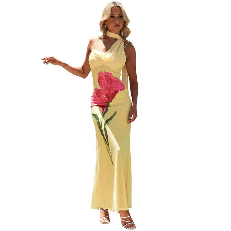 Damen Maxikleid mit floralen Applikationen Sovae