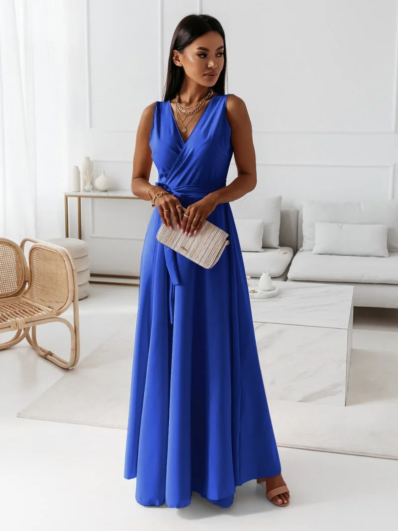 Damen Elegantes Wickel-Minikleid mit tiefem V-Ausschnitt und fließendem Stoff Sovae