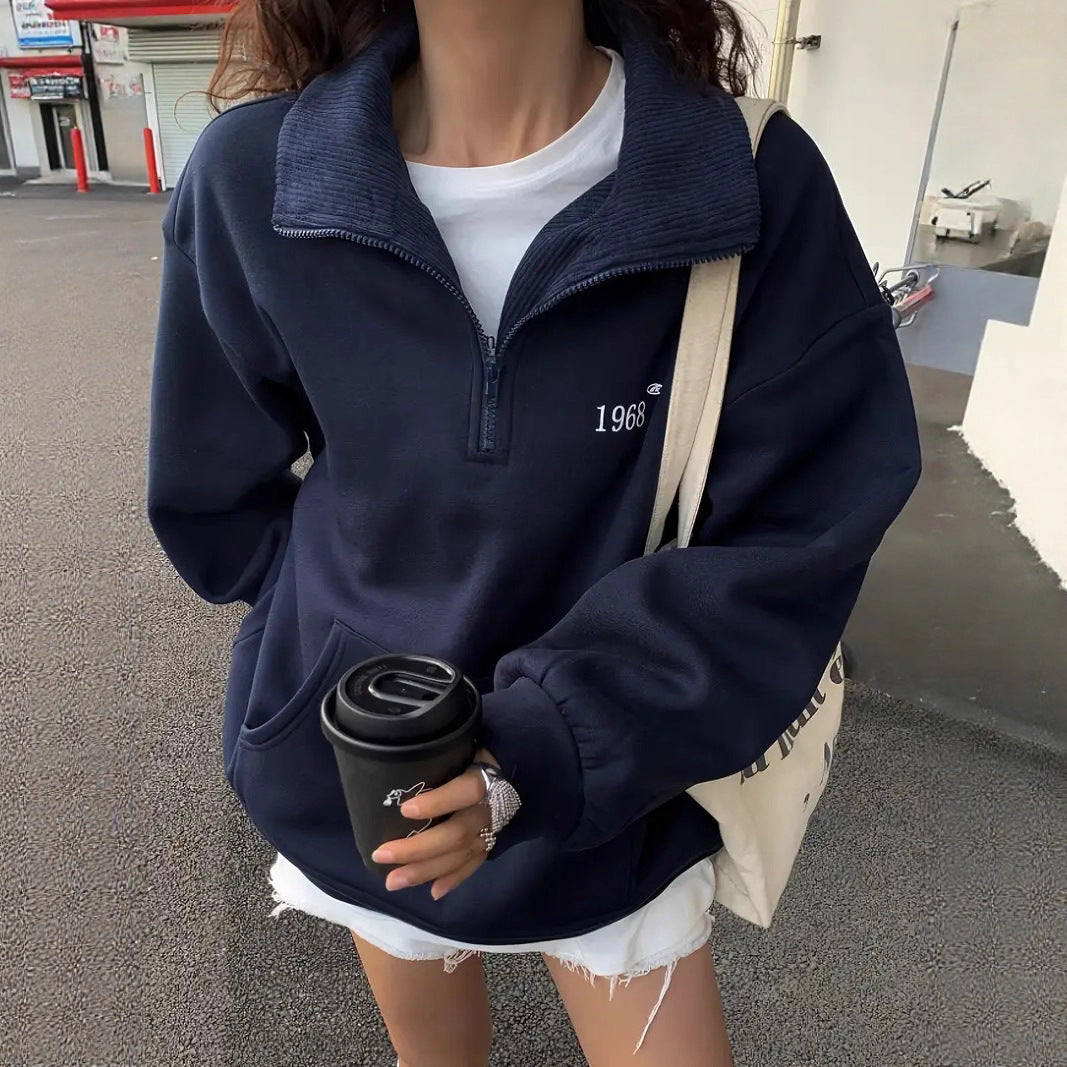 Damen Oversized Fleece-Hoodie mit hohem Kragen Sovae