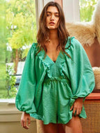 Damen luftiges Jumpsuit mit voluminösen Ärmeln und Rüschendetails Sovae