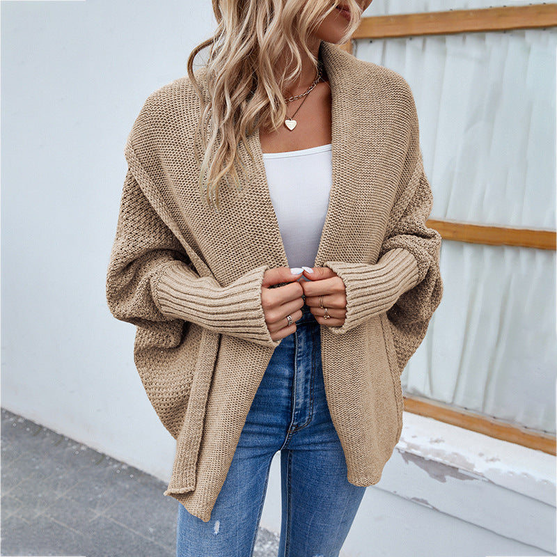 Damen Strickjacke mit offenem Schnitt und voluminösen Ärmeln Sovae