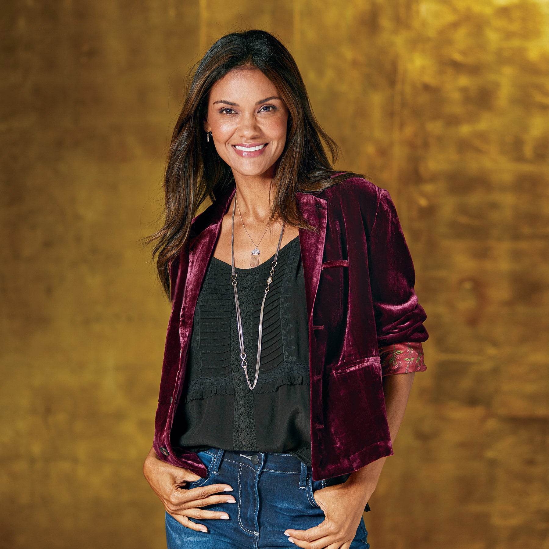 Damen Samt Blazer mit geschlitzten Ärmeln Sovae