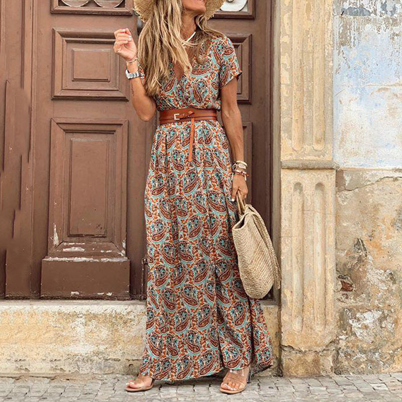 Damen maxikleid mit verspieltem Paisleymuster Sovae