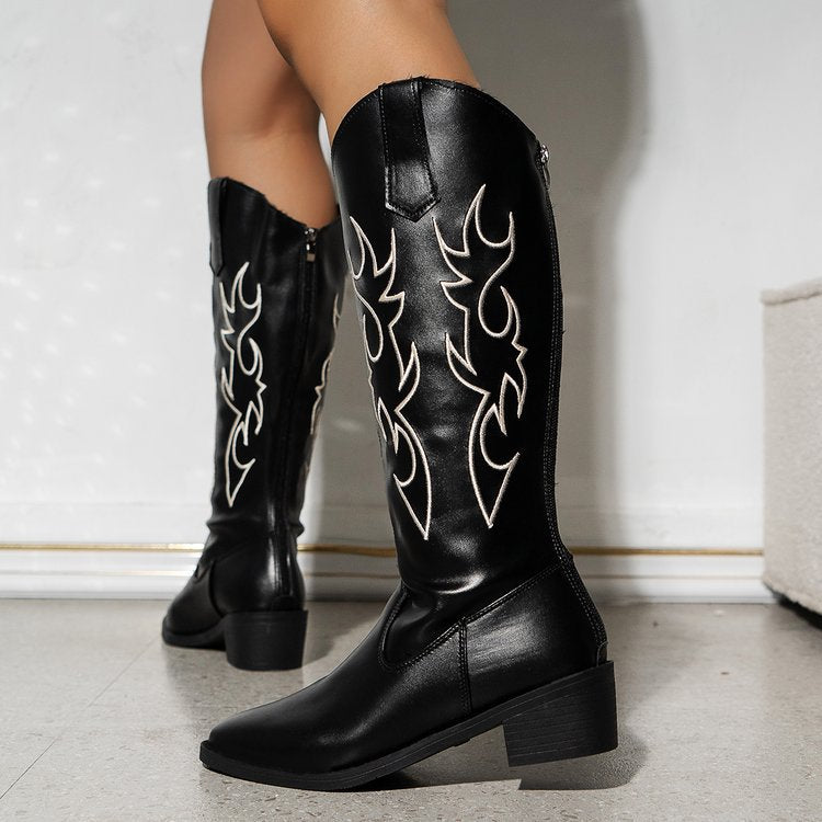Damen modische Cowboystiefel mit stilvollem Motiventwurf Sovae