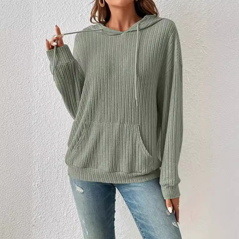 Damen Langärmliger Kapuzenpullover Sovae