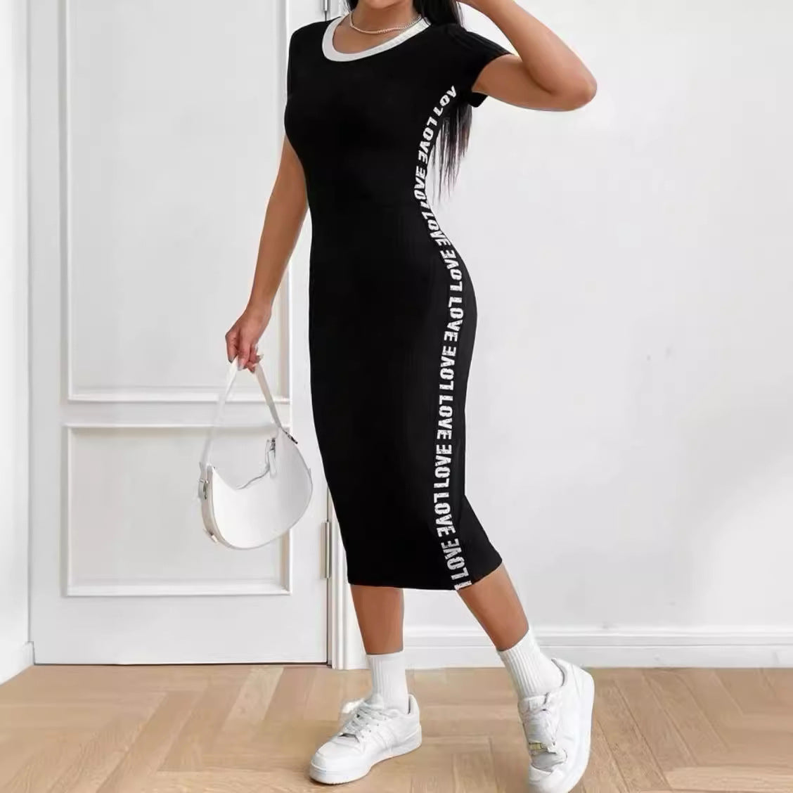 Damen Körperbetontes Midi-Kleid Sovae