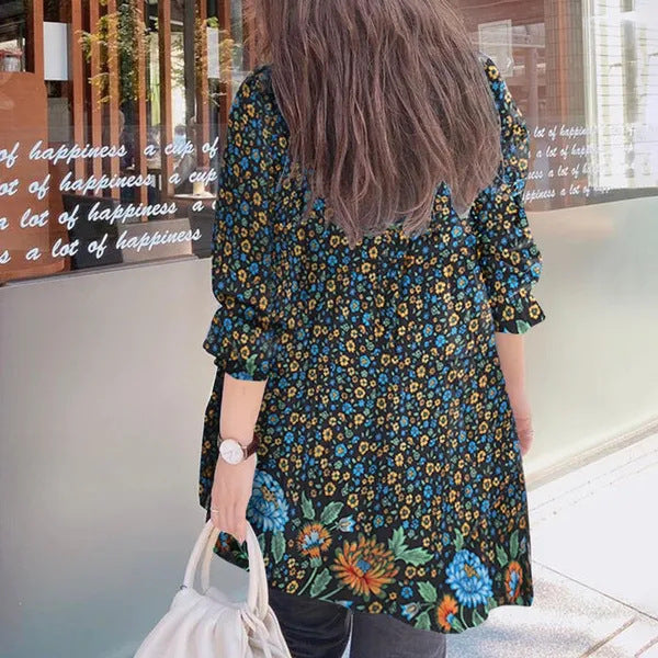 Damen elegante Bluse mit floralem Muster und mobiler Silhouette Sovae