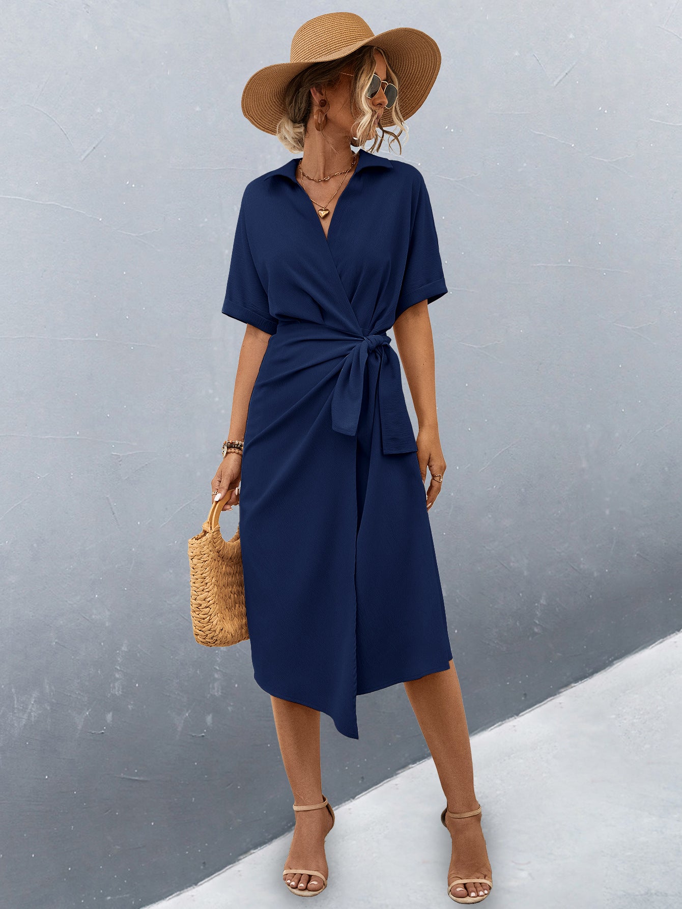 Damen Midikleid mit Wickeloptik Sovae