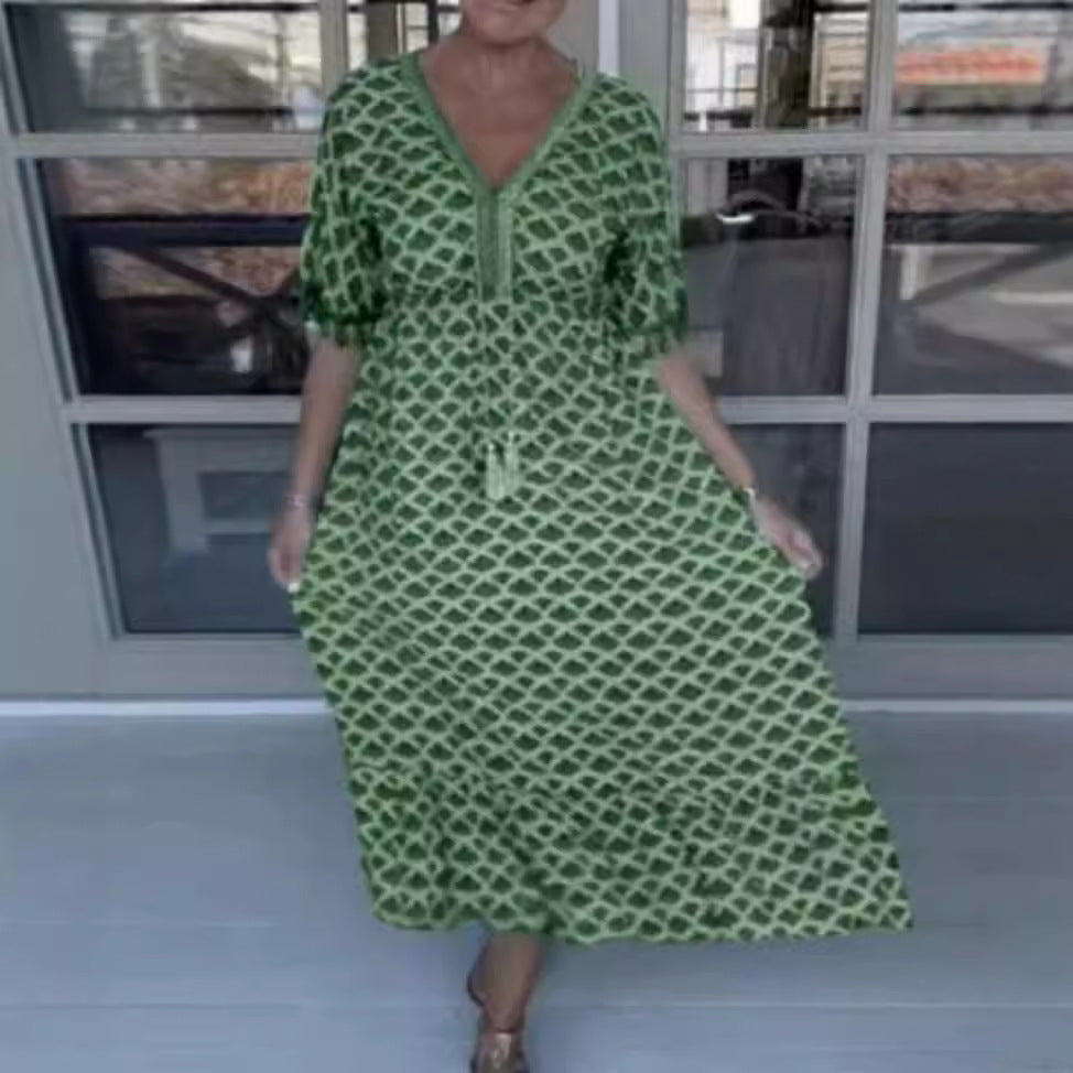 Damen V-Ausschnitt Sommerkleid mit fringing Details Sovae