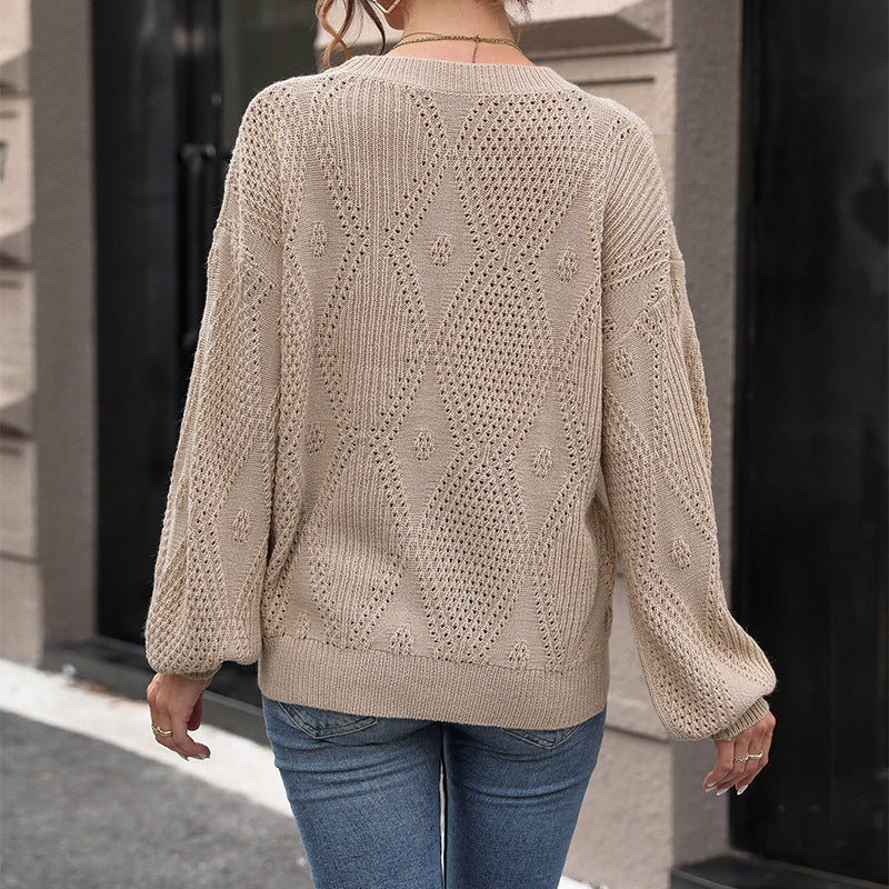 Damen Strickpullover mit luftiger Struktur Sovae