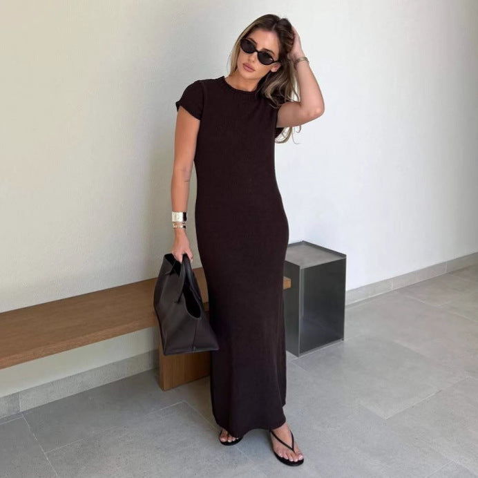 Damen Maxikleid mit strukturiertem Strickmuster und leichtem Gewicht Sovae