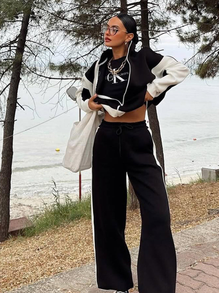 Damen Sportliches Loungewear-Set mit hohem Kragen Sovae
