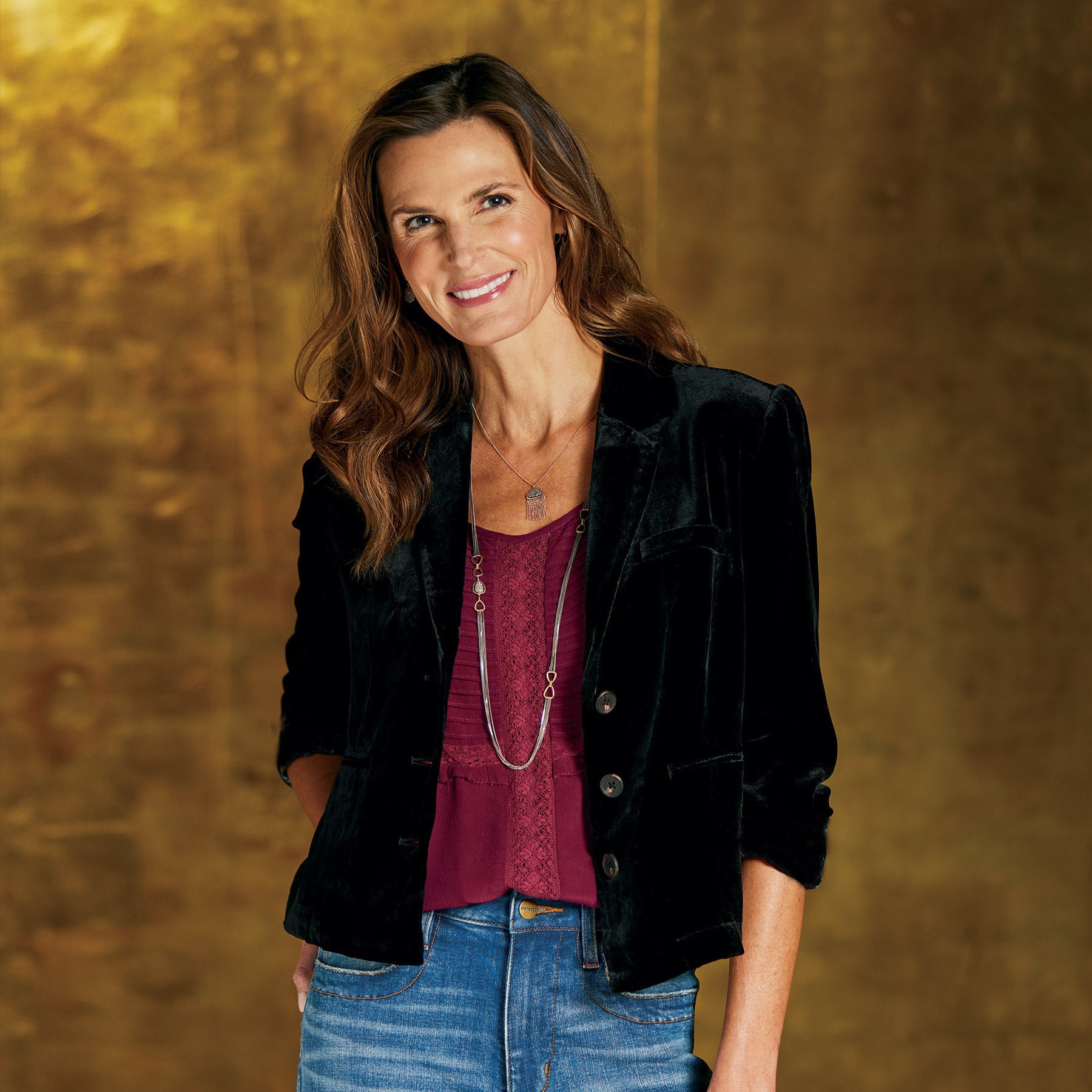 Damen Samt Blazer mit geschlitzten Ärmeln Sovae