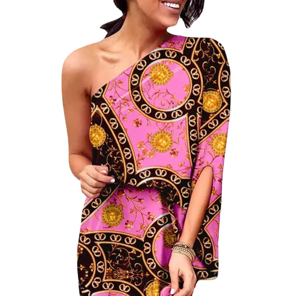 Damen asymmetrisches Maxikleid mit floralem Design Sovae