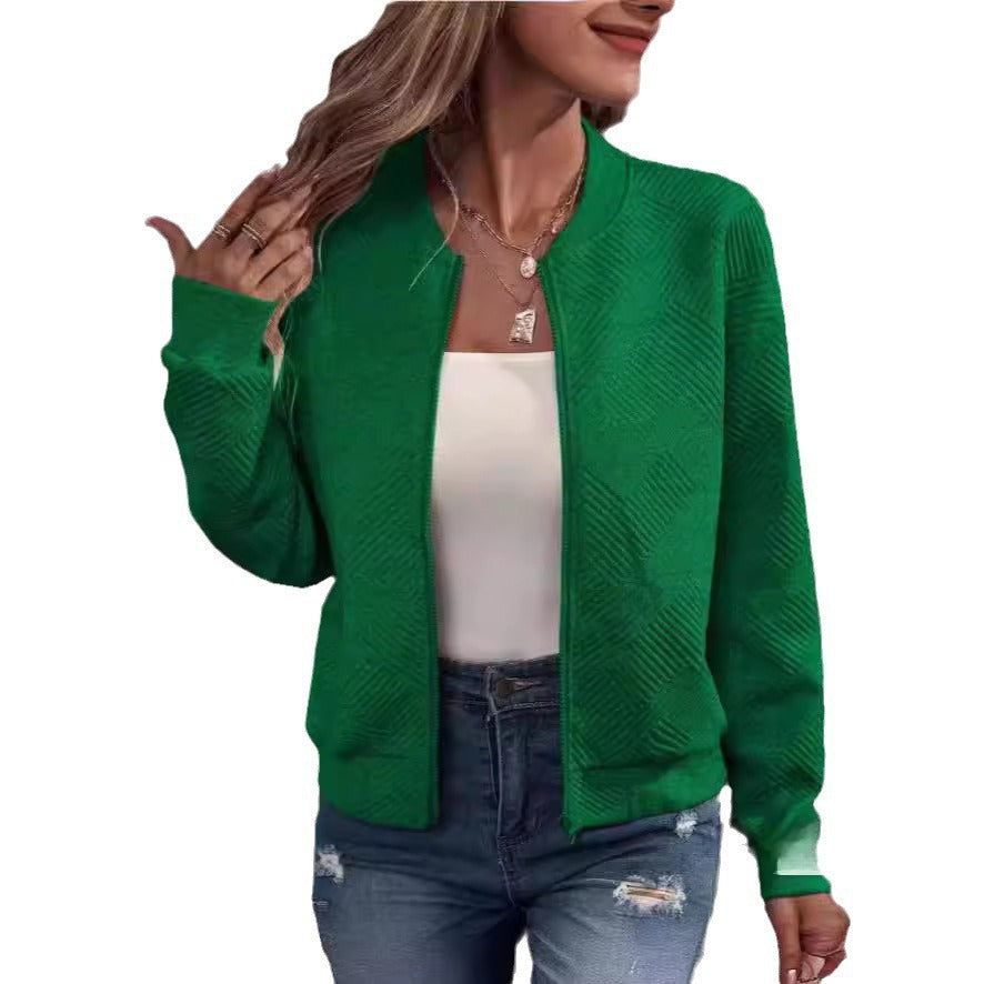 Damen lässige Zip-Jacke mit strukturiertem Design Sovae