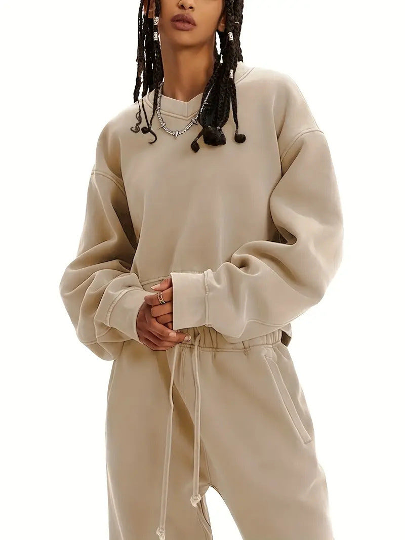 Damen lässiger Oversized Pullover mit elastischen Bündchen Sovae