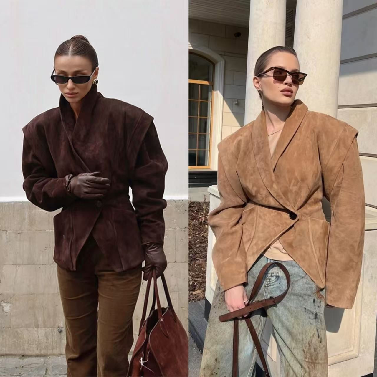 Damen moderne Blazerjacke mit strukturiertem Stoff und aufgesetzten Taschen Sovae