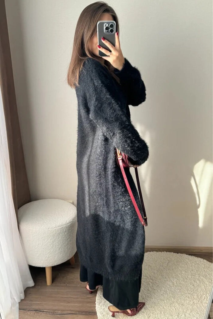 Damen Flauschiger Langstrickcardigan Sovae