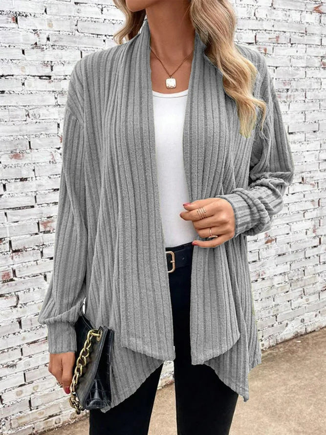 Damen offener Strickcardigan mit vertikalen Streifen Sovae