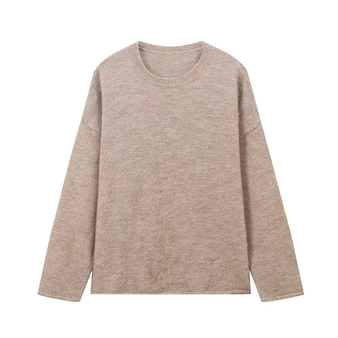 Damen lässiger Strickpullover aus hochwertiger Merinowolle Sovae