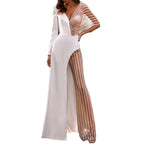 Damen Glamouröses Jumpsuit mit tiefem Ausschnitt und asymmetrischem Schnitt Sovae