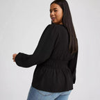 Damen elegante Bluse mit Taillenzug Sovae