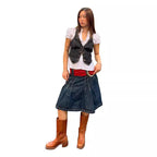 Damen modische Denim-Weste mit Taschen Sovae