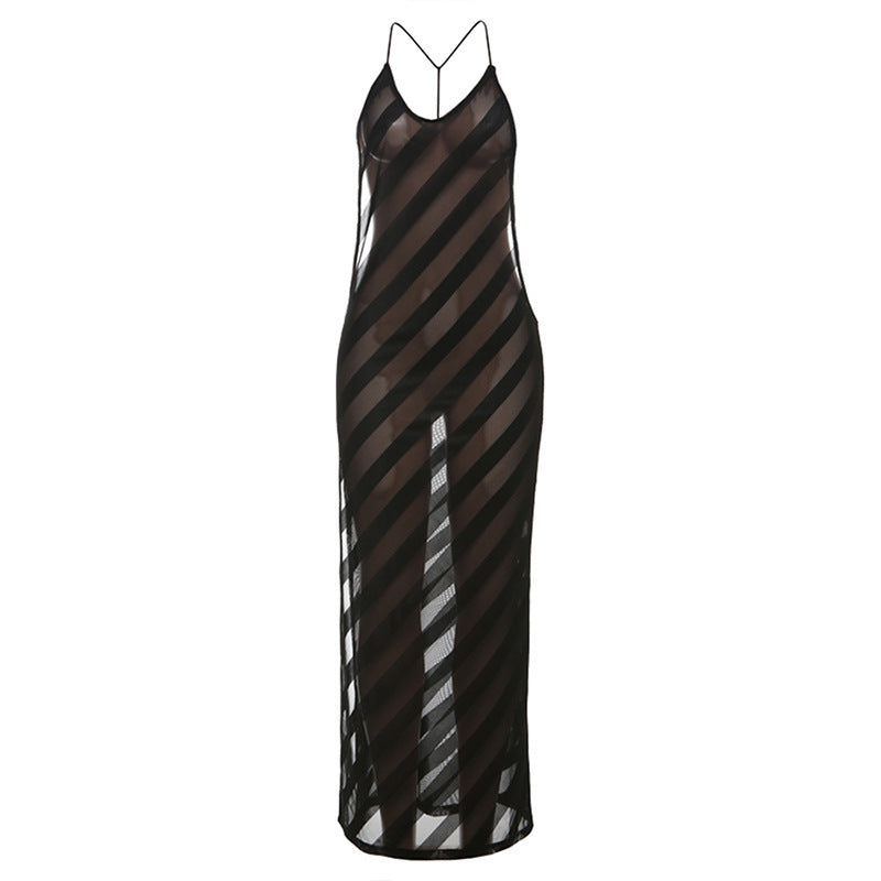 Damen Transparente Maxikleid Sovae