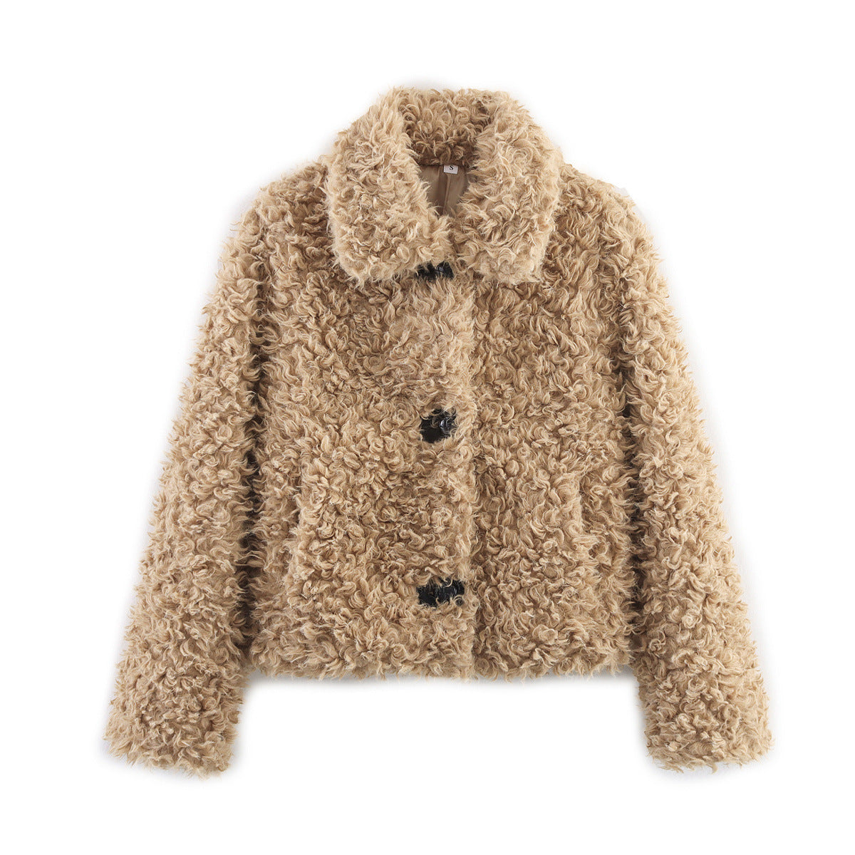 Damen kuschelige Teddyjacke mit Knopfverschluss und praktischen Taschen Sovae