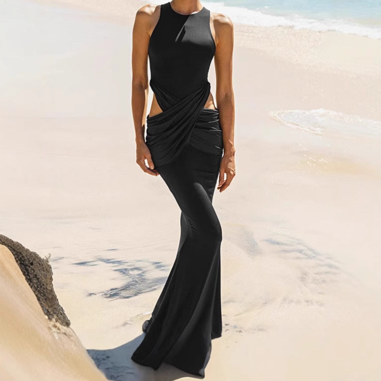 Damen Elegantes Maxikleid mit raffiniertem Wickeldetail und seitlichen Cut-Outs Sovae