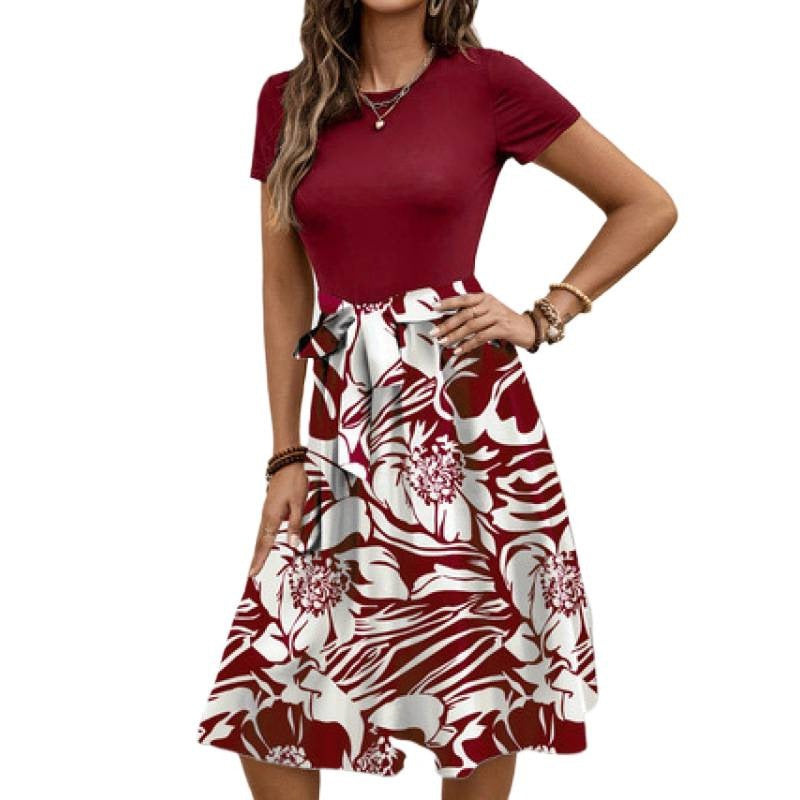 Damen Midi-Kleid mit floralem Design und tailliertem Schnitt Sovae