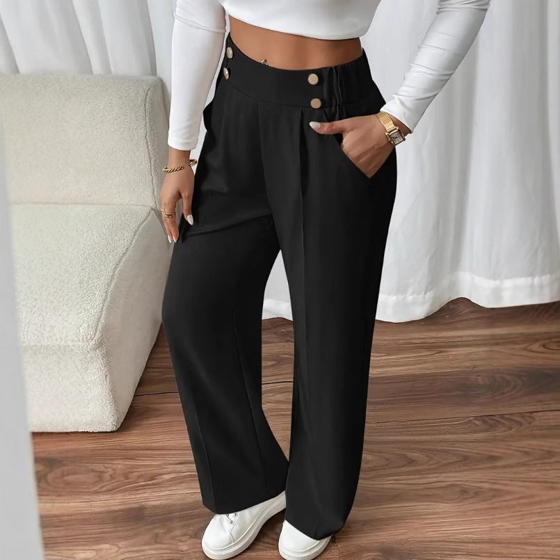 Damen Hochbundhose mit eleganter Knopfdetails Sovae