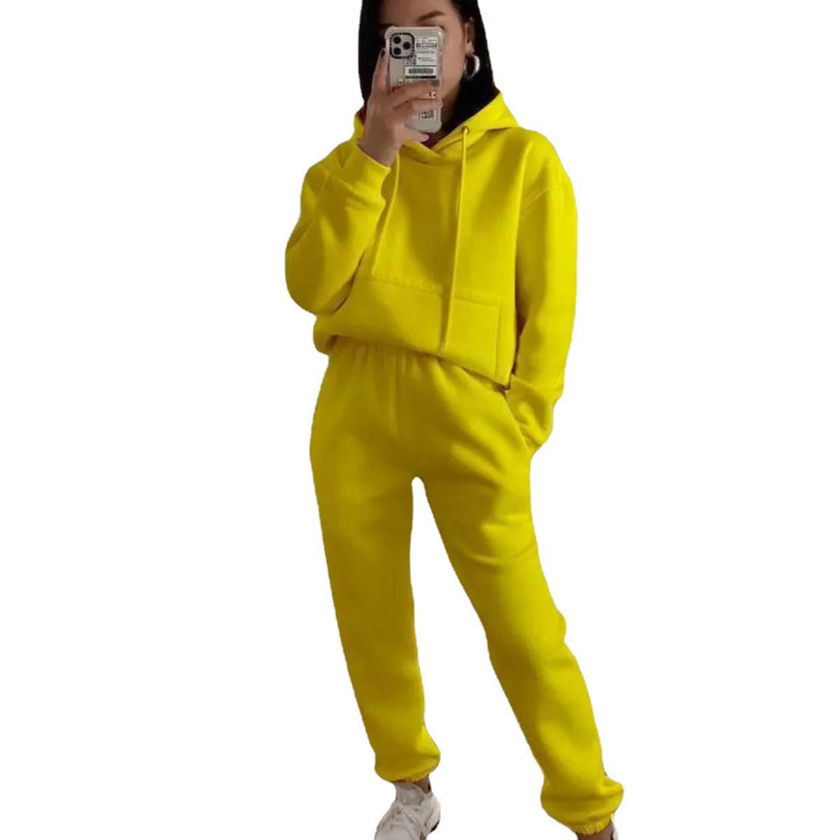Damen lässiger Fleece-Hoodie und Jogginghose Set Sovae