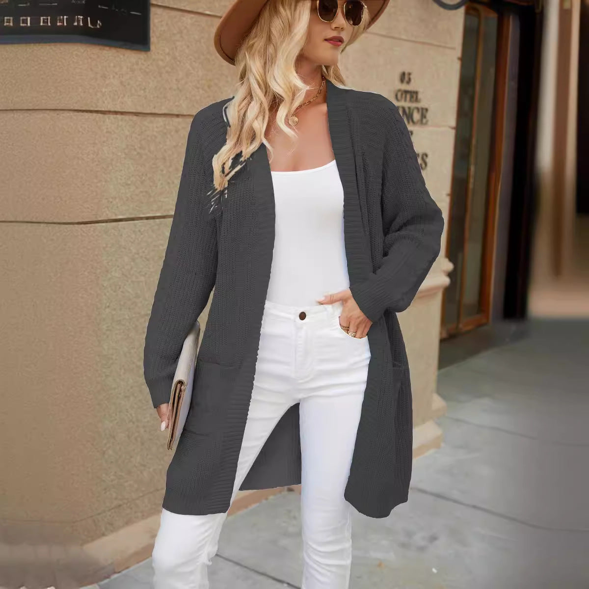Damen Grobstrickcardigan mit praktischen Taschen und lässigem Schnitt Sovae