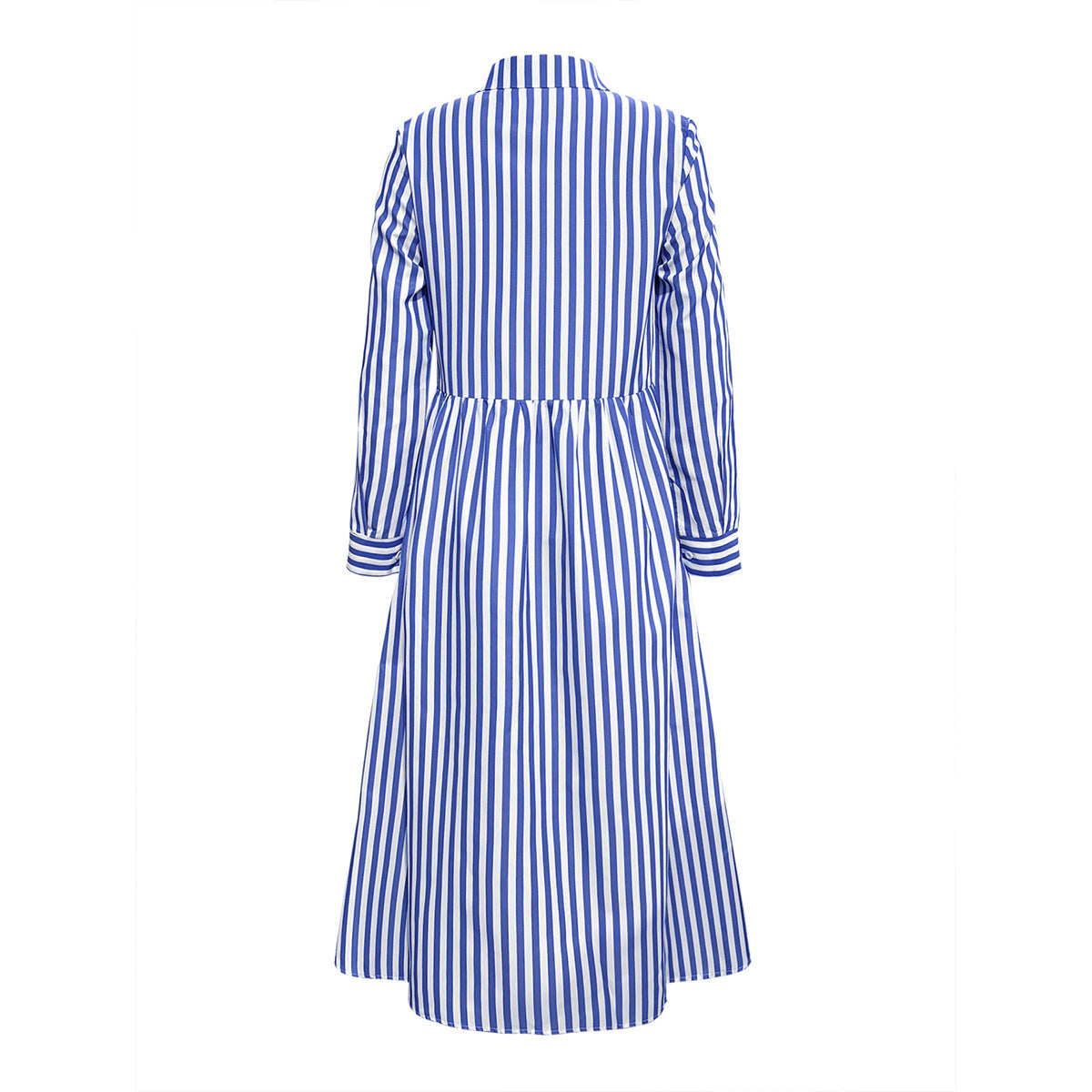Damen Midi-Kleid mit eleganten Streifen und strukturierter Knopfleiste Sovae