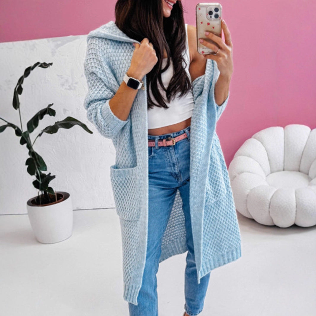 Damen Strickmantel mit luftiger Maschenstruktur und praktischen Taschen Sovae