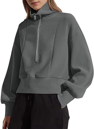 Damen sportlicher Zip-Pullover mit hohem Kragen Sovae