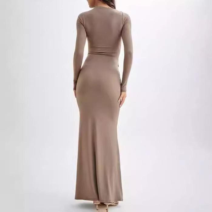 Damen Elegantes Maxikleid mit dekorativer Drapierung Sovae