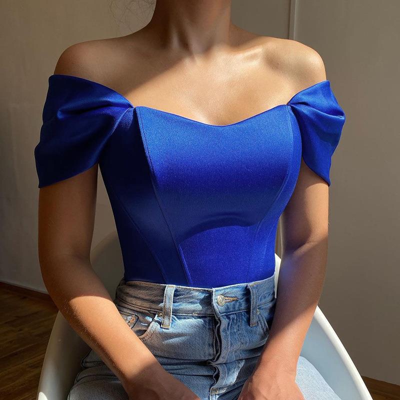 Damen Off-Shoulder Bodysuit mit strukturierter Silhouette und eleganten Puffärmeln Sovae