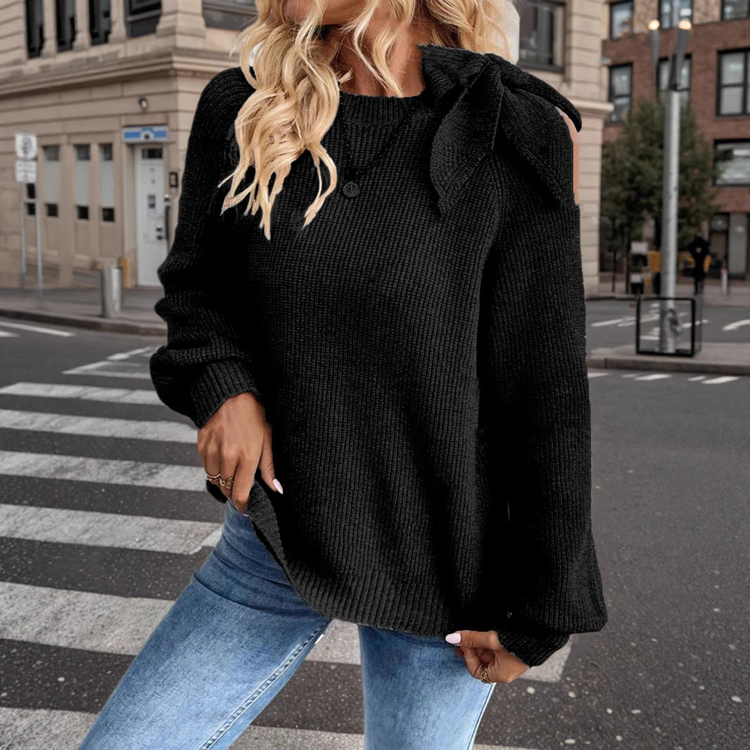Damen lässiger Pullover mit besonderem Schulterdesign Sovae