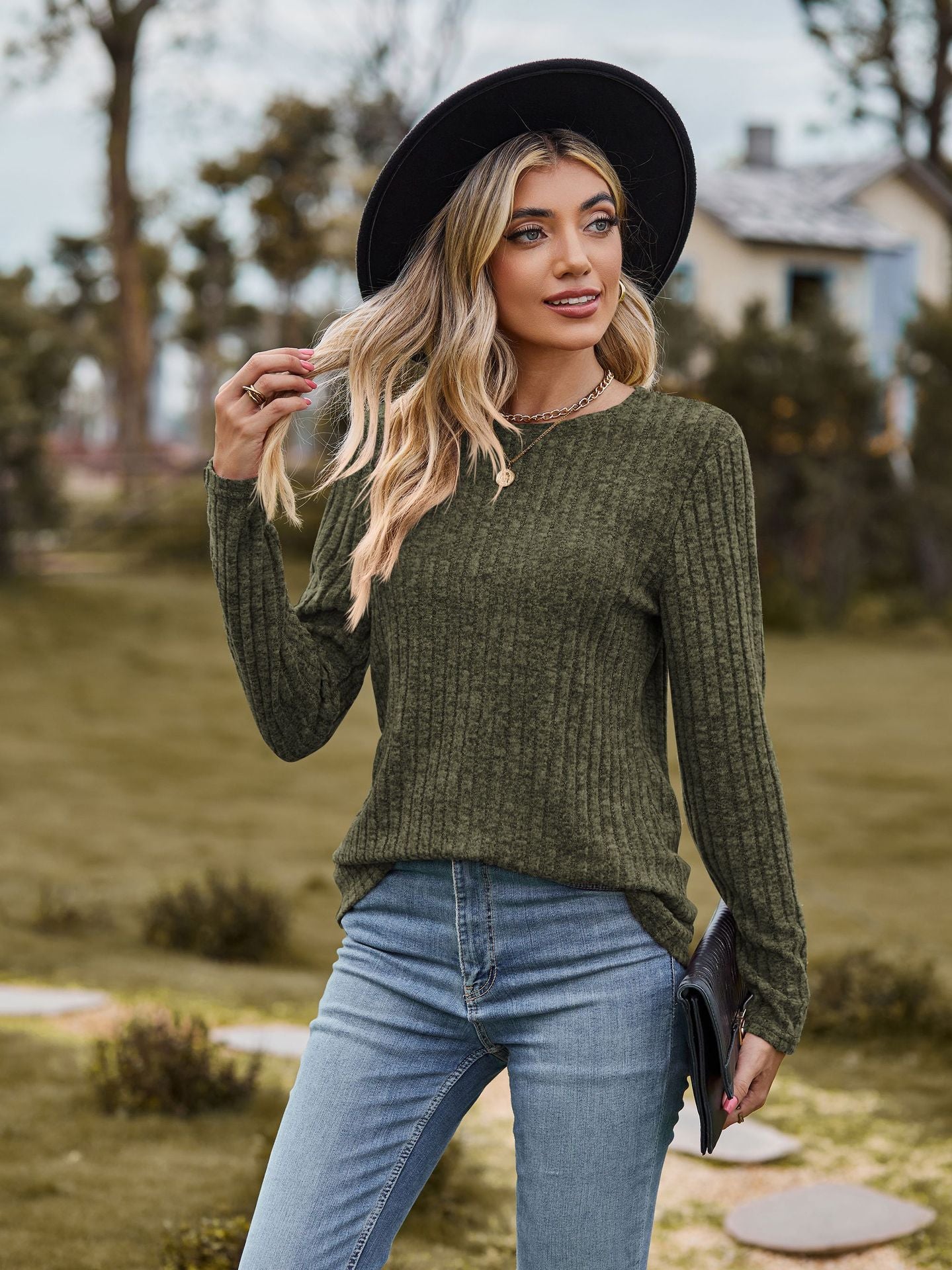 Damen Feinstrickpullover mit geripptem Design und lässigem Schnitt Sovae