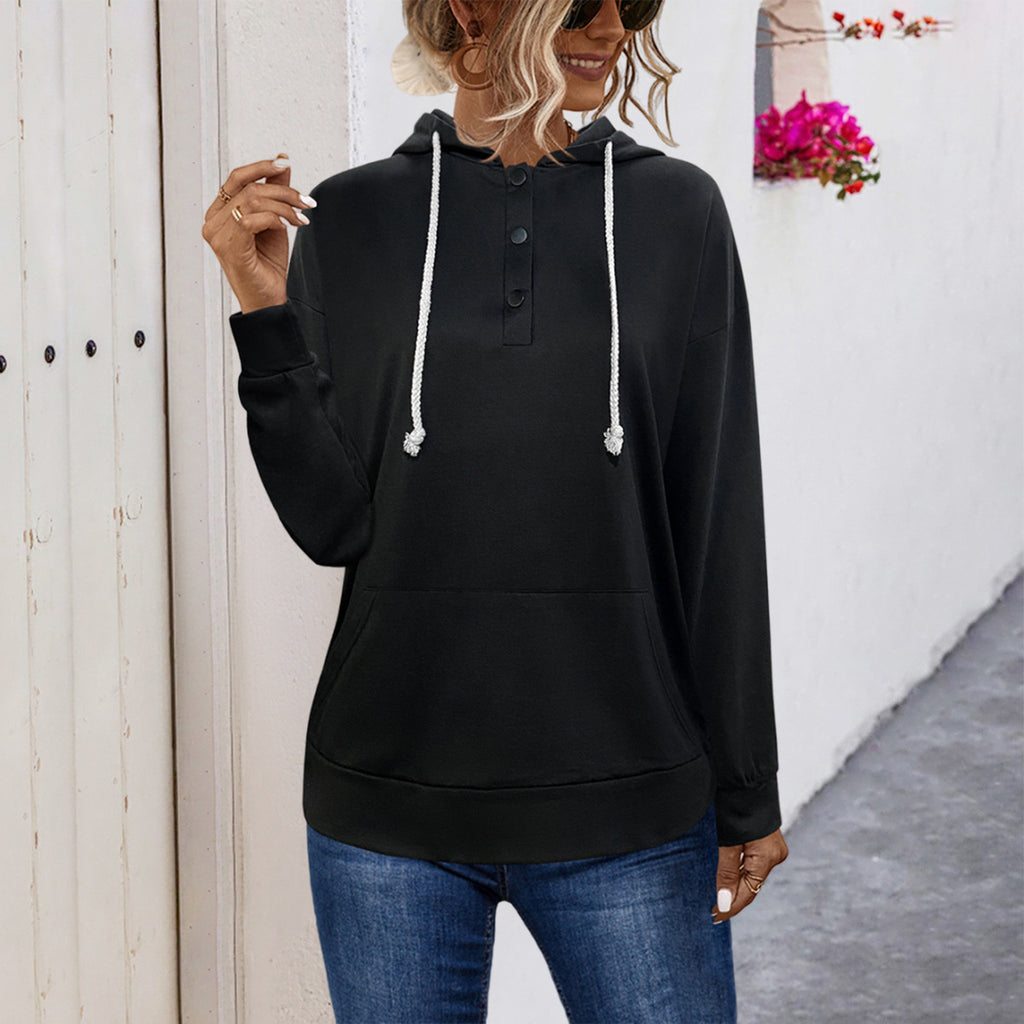 Damen Hoodie mit Knopfleiste und lässigem Schnitt Sovae