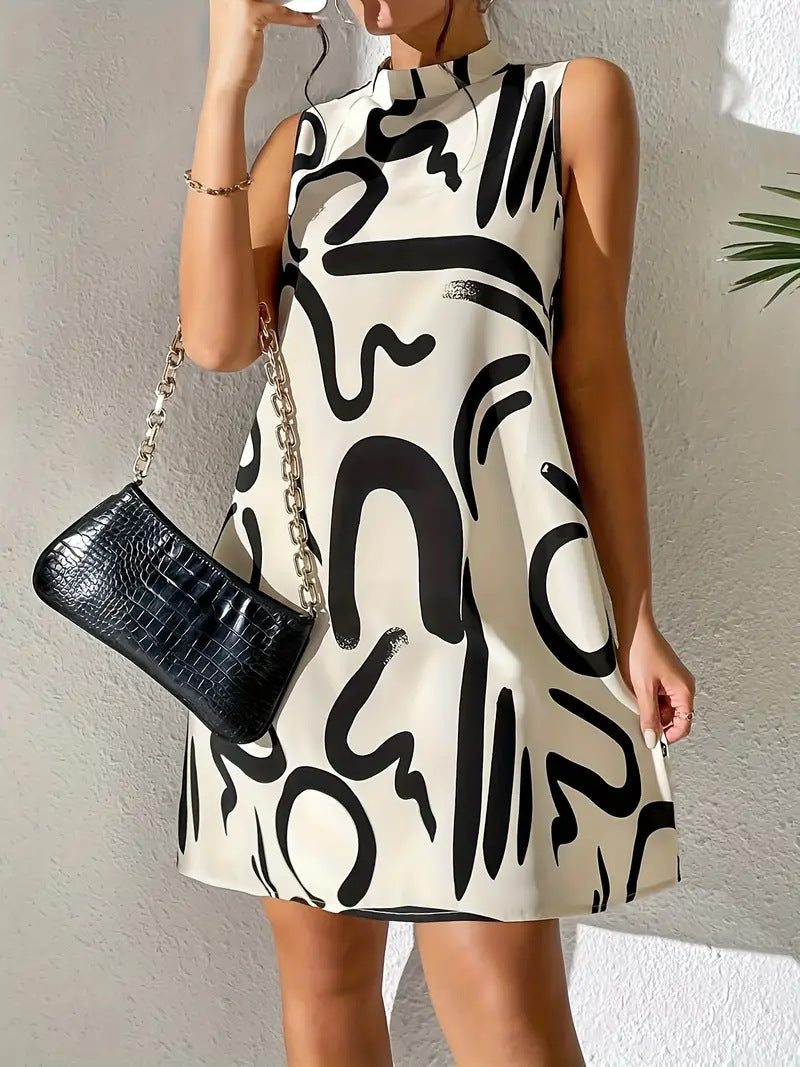 Damen A-Linien Kleid mit kreativem grafischen Design Sovae