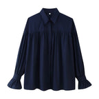 Damen lässige Bluse mit eleganten Rüschendetails und hohem Kragen Sovae