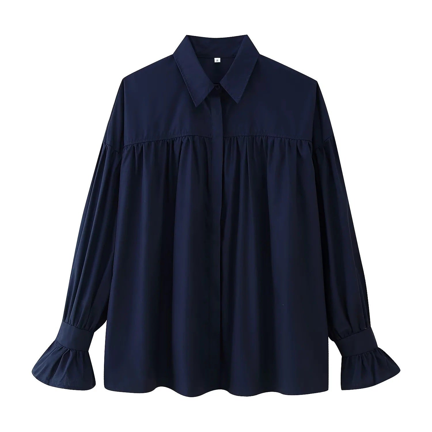 Damen lässige Bluse mit eleganten Rüschendetails und hohem Kragen Sovae