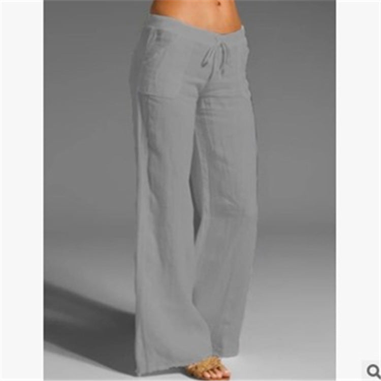 Damen luftige Leinenhose mit elastischem Bund Sovae