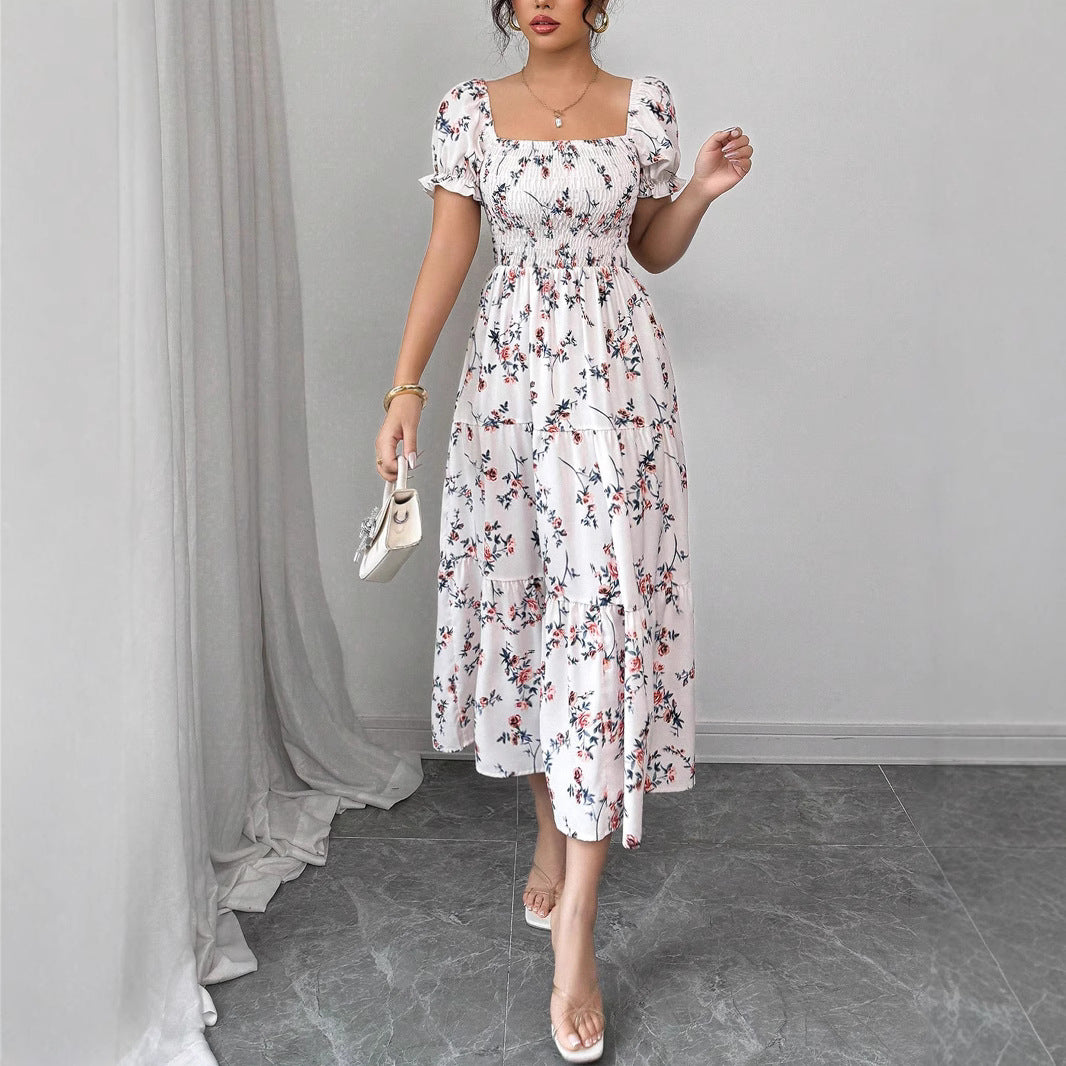 Damen Maxikleid mit elegantem gerafftem Oberteil und verspieltem Rüschendesign Sovae