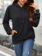 Damen lässiger Kapuzenpullover mit seitlichen Taschen Sovae